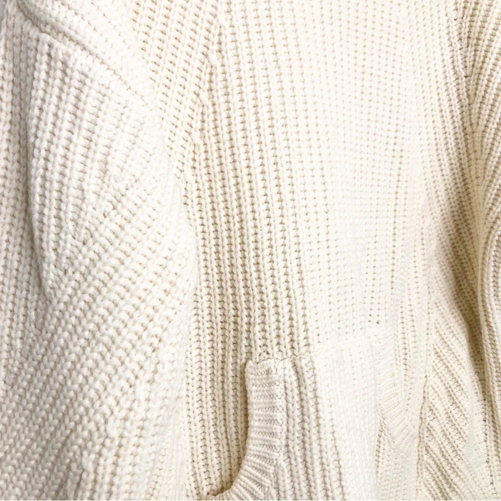 J Crew cream chunky merino wool pull over turtleneck sweater